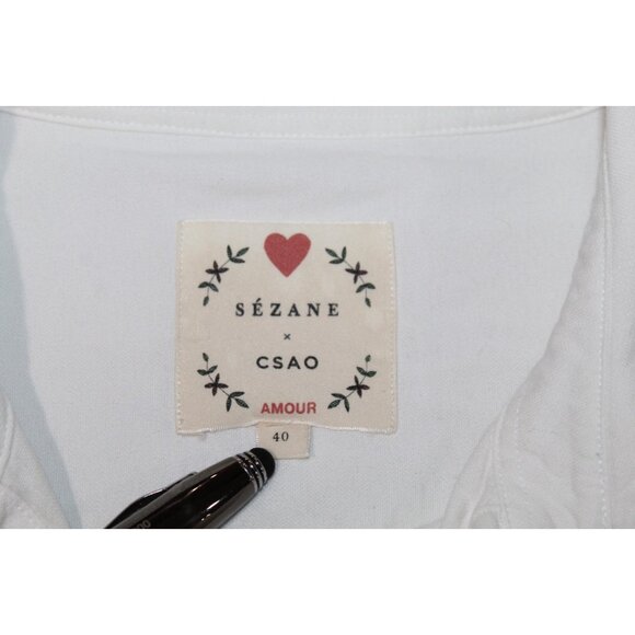 Sezane Max Shirt Casual White Csao Amour 40 US 8 Long Sleeve Button Down Pocket - Picture 3 of 10